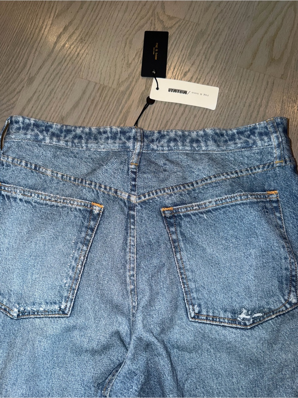 rag & bone Distressed Wide-Leg Jeans - Light Blue - Picture 4 of 4